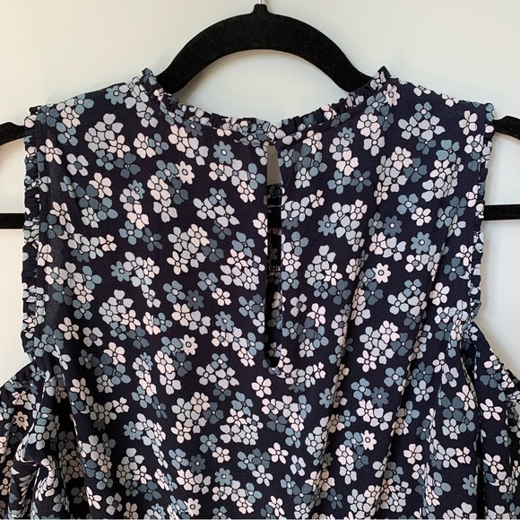 SIZE M MICHAEL KORS COLD SHOULDER FLORAL ROMPER KEYHOLE BACK LONG SLEEVE - Picture 10 of 11